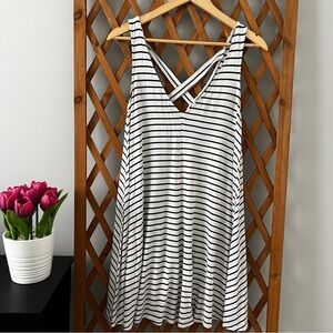 American Eagle White and Black Striped Dress